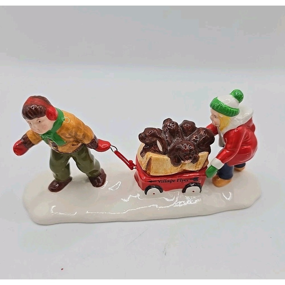 Original Snow Village CHRISTMAS PUPPIES  Department 56 Ceramic